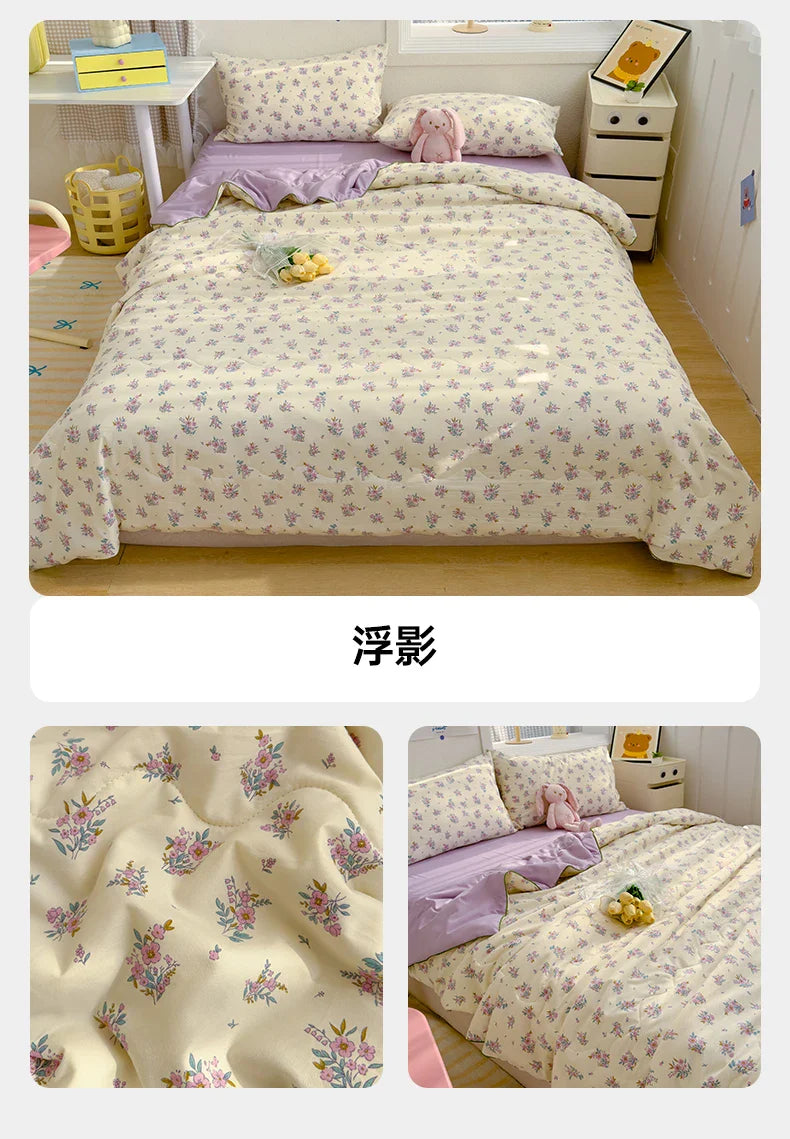 Washed Double Gauze Quilt – Lightweight Summer Comforter with Soya Fibre Filling, Soft & Breathable for Queen Size