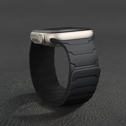 Silicone Magnetic Strap for Apple Watch - Adjustable Band for 49mm/46mm/45mm/44mm/42mm/41mm/40mm Series Ultra, SE & More