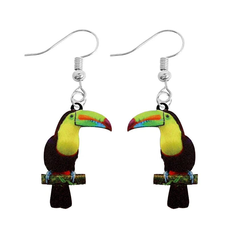 Cute Animal Acrylic Drop Earrings - Funny Custom Jewelry Gifts for Women & Girls with Rabbit, Parrot, Frog & Butterfly Designs
