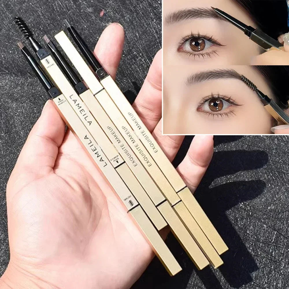 5-Color Double Head Eyebrow Pencil with Brush – Waterproof Sweatproof Eyebrow Gel Tattoo Stick