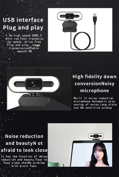 Portable Full HD Webcam | 1080P/2K/4K Auto Focus with Microphone for PC, Laptop & Live Streaming