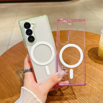 Dopamine Gradient Clear Case - Anti-Drop Magnetic Wireless Charging Cover for Samsung Galaxy Z Fold 3-7