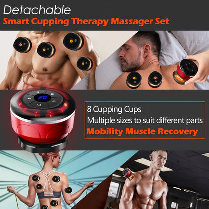 8 Cup Electric Cupping Massager with EMS and Gua Sha – Vacuum Suction, Anti-Cellulite, Magnetic Therapy, Fat Burning Body Scraper