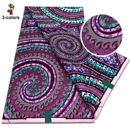 African Gold Print Wax Fabric - 100% Cotton Soft Nigerian Ankara Batik Pagne Material