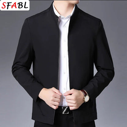 Men’s Business Casual Jacket - Luxury Zipper Blazer Office Coat for Spring and Autumn, Up to 3XL