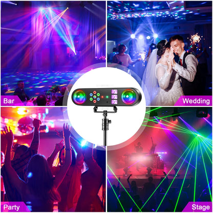 U'King Mini 5-in-1 Stage Effect Light - Sound Activated DJ Party Strobe & Magic Ball with Remote