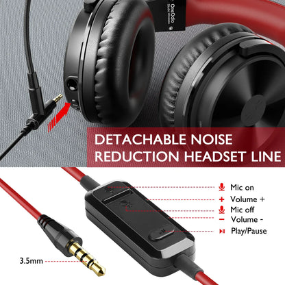 OneOdio 2-in-1 Wireless & Wired Headset – 110H Bluetooth 5.2 Gaming Headphones with Mic for PC, PS4, Skype, Type-C