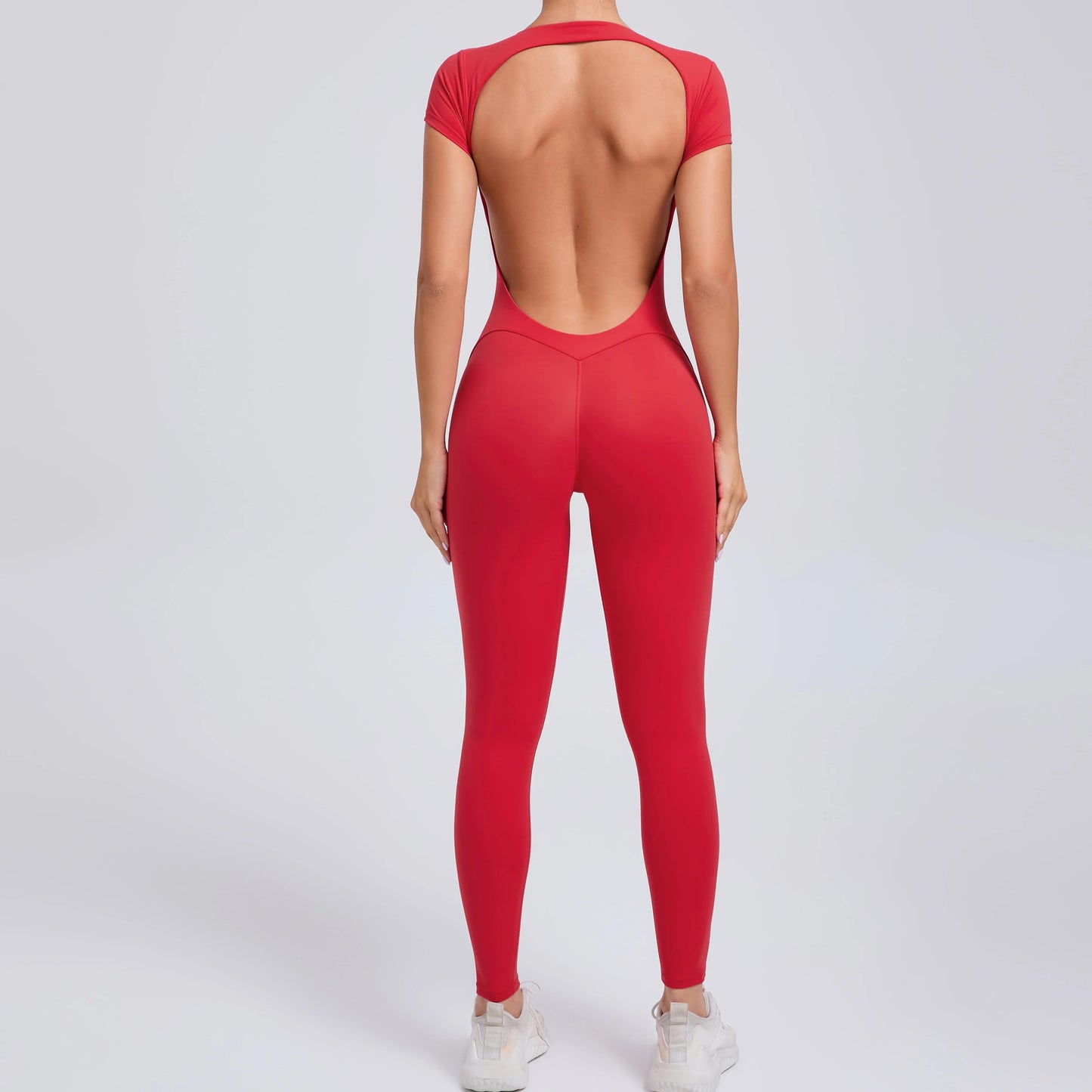 Women’s One-Piece Padded Backless Yoga Romper – Quick-Dry Workout Bodysuit & Sports Jumpsuit