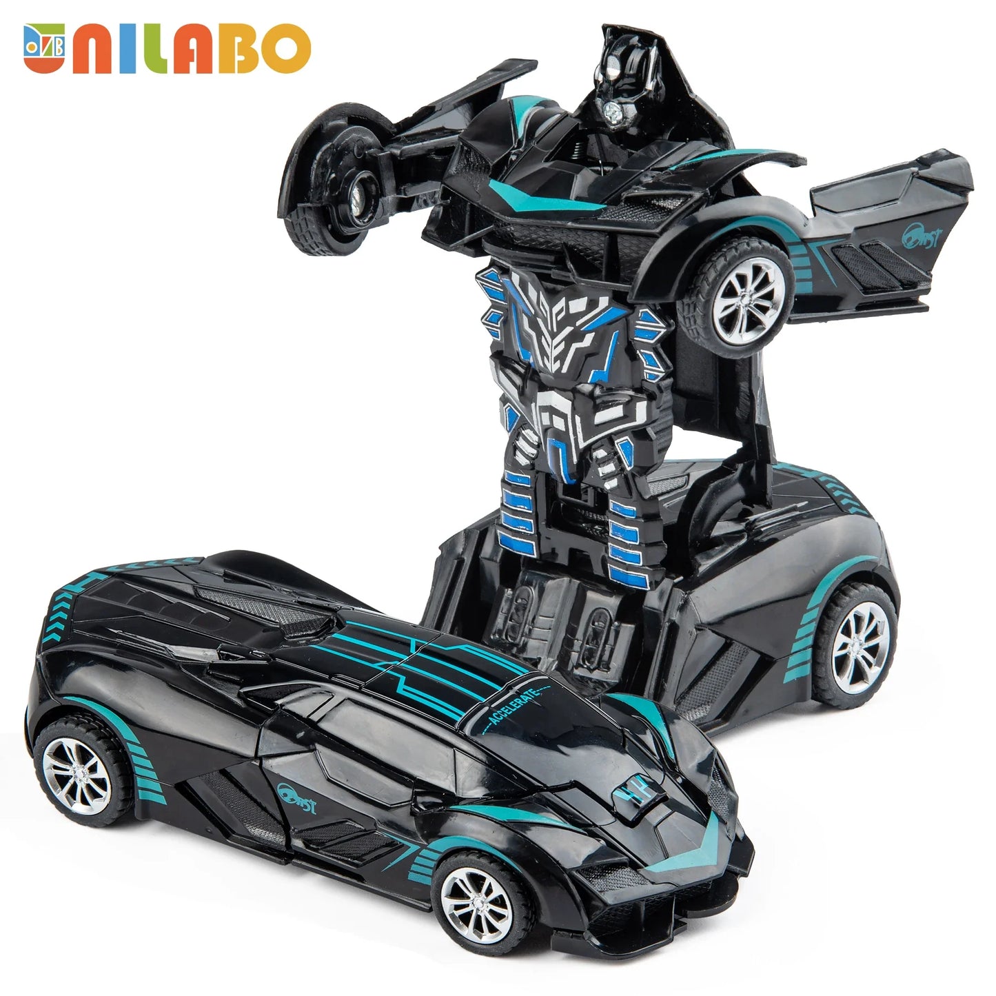 Transformable Robot Sports Car Toy - Battery-Free Educational Vehicle Model for Kids' Play & Learning