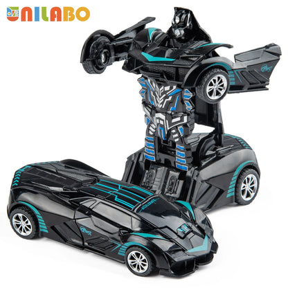 Transformable Robot Sports Car Toy - Battery-Free Educational Vehicle Model for Kids' Play & Learning