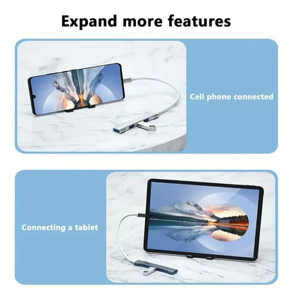 USB 3.0 Hub Extender - 4 Port Splitter Adapter, OTG Docking Station for Phone, MacBook Pro 13/15, Air, PC and Laptop