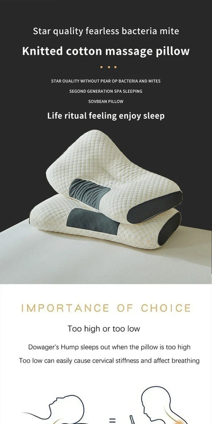 2024 New Neck Pillow – Cervical Orthopedic Soybean Fiber Massage Pillow for Sleep & Neck Protection