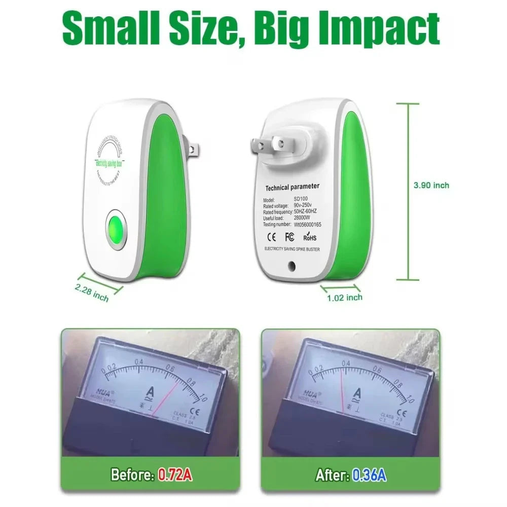 Smart Electricity Saving Box – US/EU Adapter, Intelligent Power Factor Saver for Home & Office Energy Cost Reduction