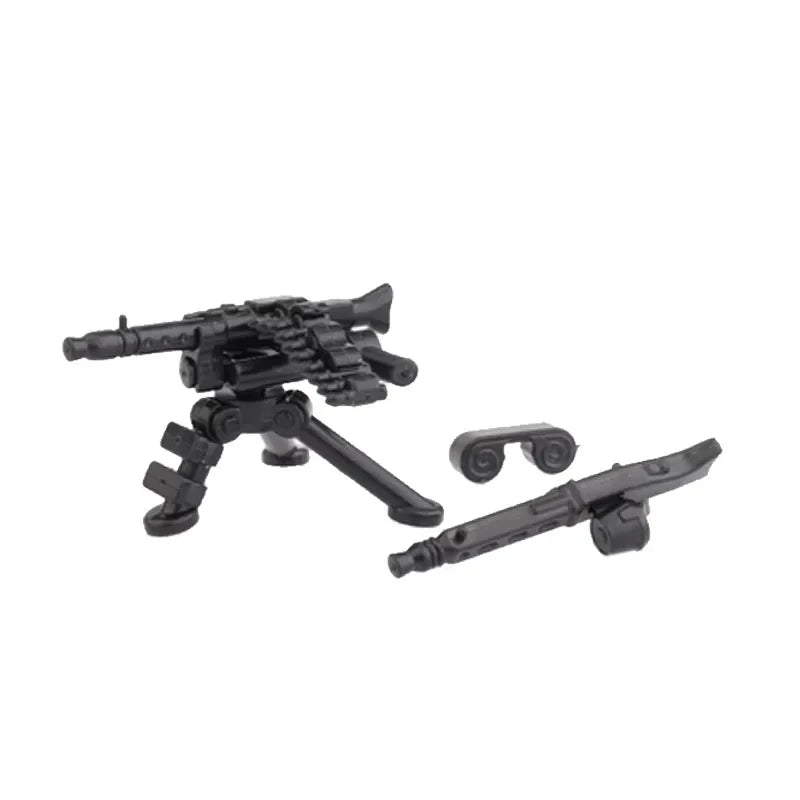 Military Building Blocks Soldier Set - Tactical Weapons Figures with Gatling Gun, Rifle, Mortar & Accessories Toy Kit