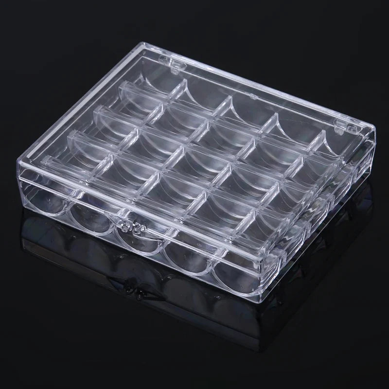 25-Spool Bobbin Storage Box - Plastic Sewing Machine Bobbin Case & Organizer