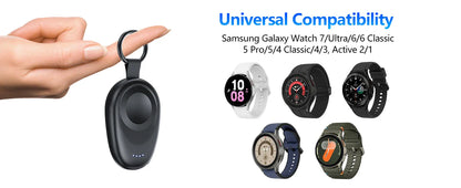 1400mAh Portable Wireless Charger & Power Bank — Magnetic Keychain Charging for Galaxy Watch 7/Ultra/6/5 Pro/4/3/Active 2