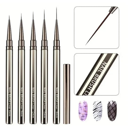 Nail Art Liner Brushes – Striping & Drawing Pens for Elongated Lines, 6–25mm Professional Manicure Design Tools