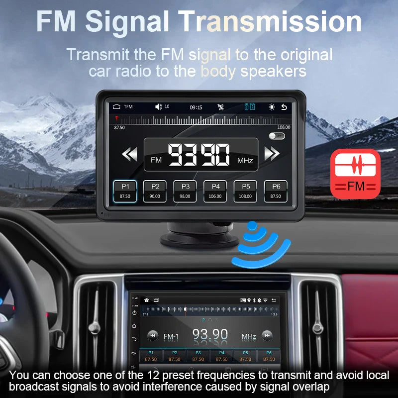 Hippcron 7-Inch Portable Car Radio Multimedia Player – Wireless CarPlay & Android Auto Universal Touchscreen