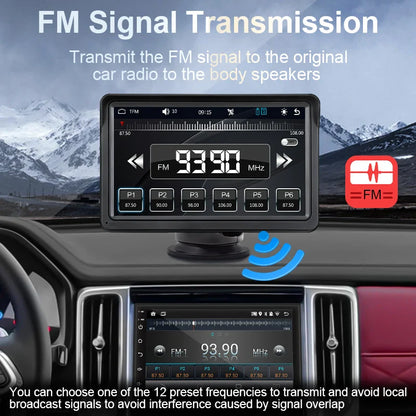 Hippcron 7-Inch Portable Car Radio Multimedia Player – Wireless CarPlay & Android Auto Universal Touchscreen