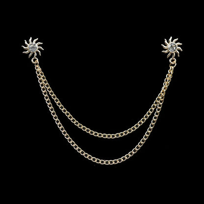 Fashion Gentleman Tassel Brooch – Men’s Suit & Shirt Lapel Pin with Chain, Pearl & Star for Wedding or Party