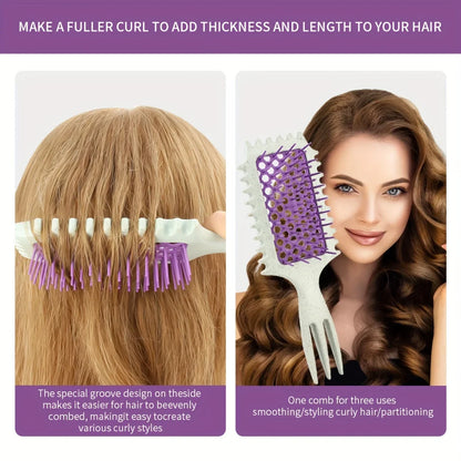3-in-1 Hair Comb Set - Hollow Curl Enhancing Styling Comb with Massage & Parting Function