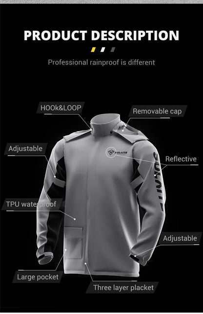Motorcycle Raincoat Suit - Rainstorm Prevention Jacket & Pants, Camping, Hiking, Fishing, Moto Rain Gear for Riders