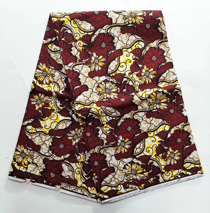 African Real Wax Print Fabric - 100% Cotton Nigerian Ankara Sewing Material for Party Dresses