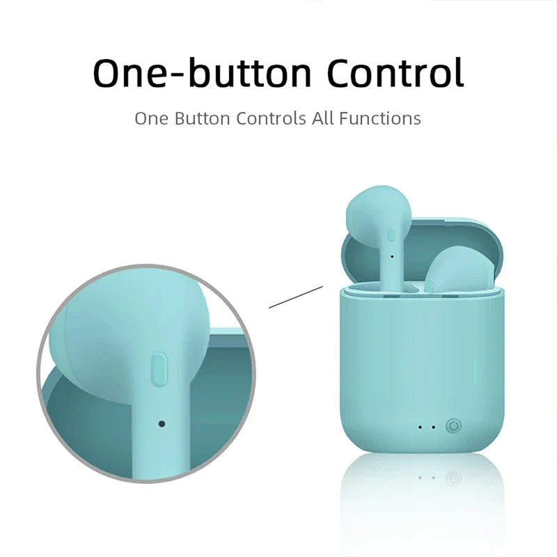I12 Macaron Bluetooth Headset – Matte Wireless Sports Earbuds, Binaural Bluetooth 5.0