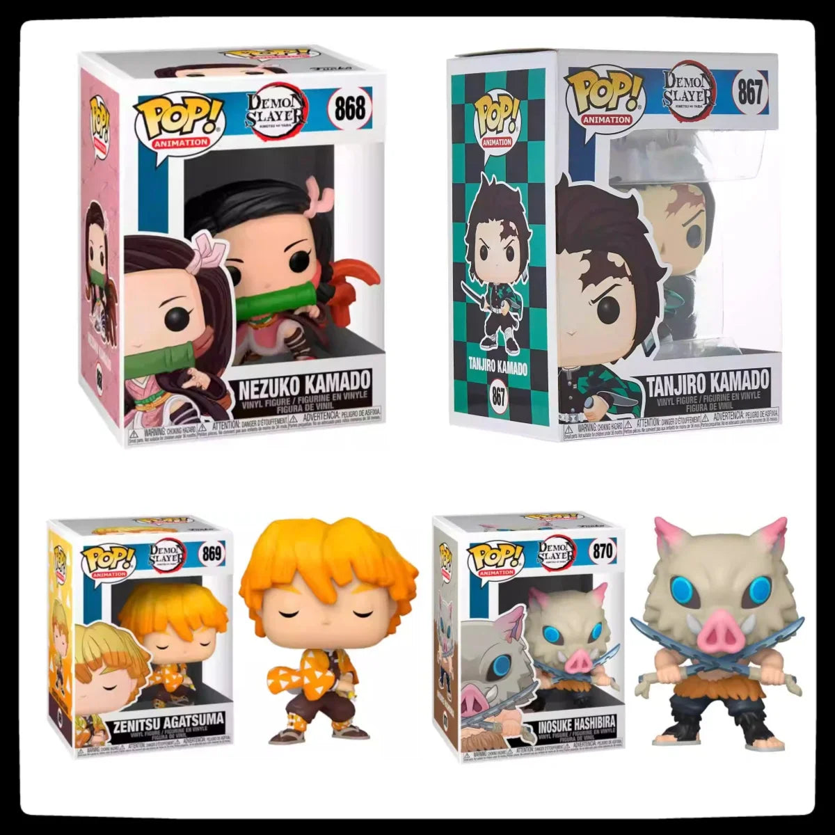 Demon Slayer Anime Figure Set – Kamado Tanjiro, Nezuko, Zenitsu & Inosuke Peripherals Toy Doll Birthday Gift