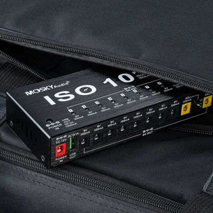 MOSKY ISO-10 Guitar Pedal Power Supply – 10 Isolated DC Outputs, 5V USB Output for 9V, 12V, 18V, Protection for Guitar Accessories