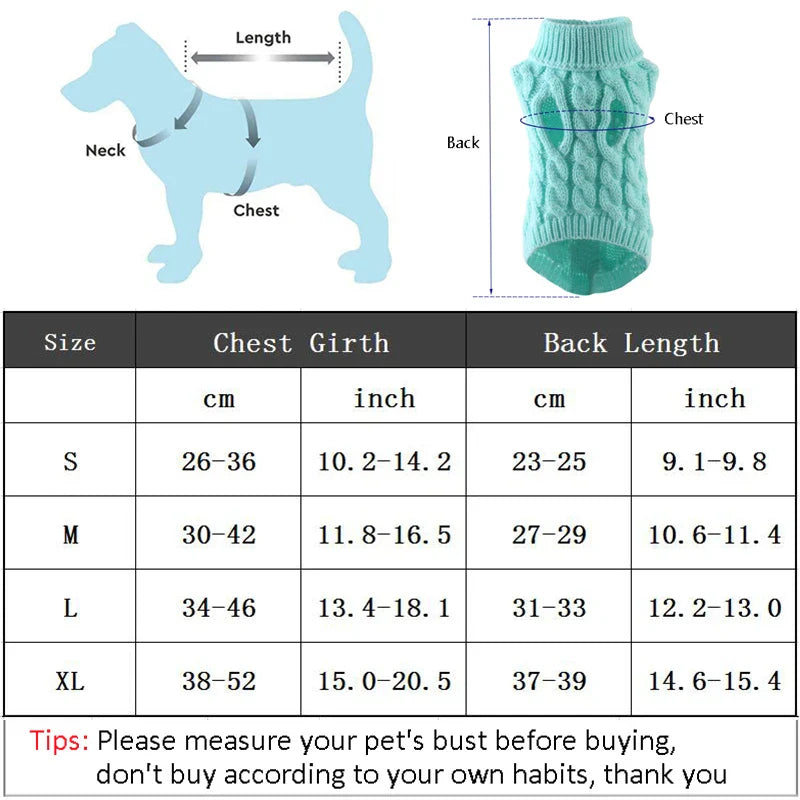 Puppy Dog Sweaters for Small to Medium Dogs and Cats - Winter Warm Turtleneck Vest for Chihuahua, Yorkie, and Teddy Jackets