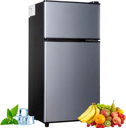 Mini Fridge with Freezer - 2.9 Cu.Ft Double Door Compact Refrigerator with Energy Saving & Adjustable Thermostat