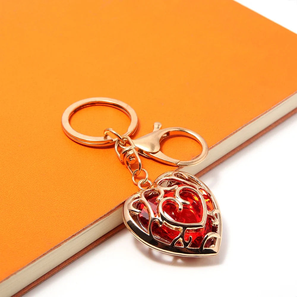 Skyward Sword Heart Keychain - Red Crystal Heart Container Pendant for Fans