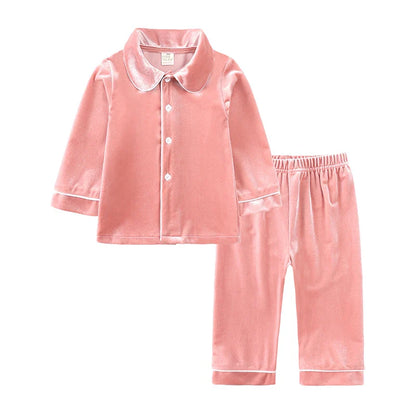 2025 Kids Christmas Pajama Set – Velvet Loungewear Long Sleeve Sleepwear for Boys & Girls