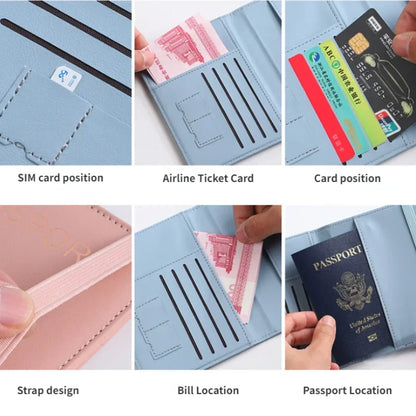 RFID Leather Passport Wallet - Vintage Multi-Function Travel Holder for Men & Women ID Bank Cards Business Accessories