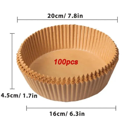 50/100PCS Disposable Air Fryer Paper Liners Non-Stick Round Baking Parchment for Kitchen Cooking