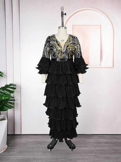 Plus Size African Party Dress - 2026 Dashiki Ankara Sequin Maxi Gown for Weddings, Evening Parties & Muslim Events