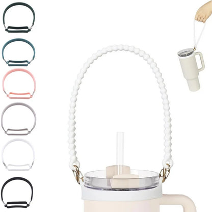 Water Bottle Handle Sling Carrier – Soft Durable Silicone Strap for 8-40oz Bottles & Cup Accessories