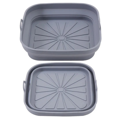 Silicone Baking Tray 20/23cm - Foldable Heat-Resistant Air Fryer Pan Food Grade Cake Mold for Baking & Cooking