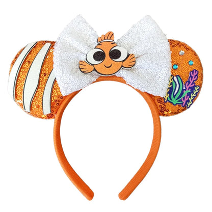 Mickey Mouse Ears Headband with Bow – Sequin Candy Cosplay Costume Party Accessory for Girls & Women, Christmas Gift