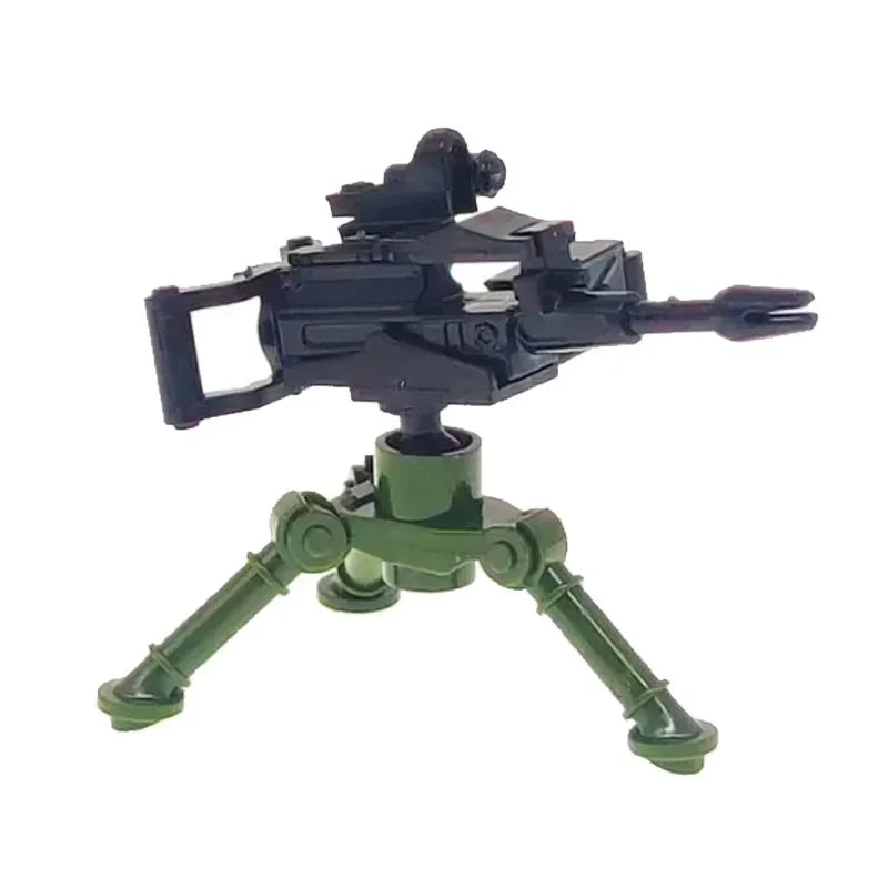Military Building Blocks Soldier Set - Tactical Weapons Figures with Gatling Gun, Rifle, Mortar & Accessories Toy Kit