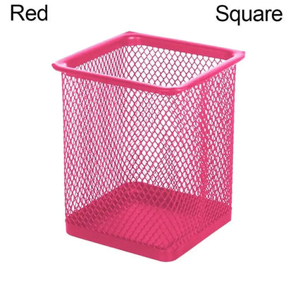 Multifunction Mesh Pen Holder - Round or Square Desk Organizer for Pens, Pencils & Stationery