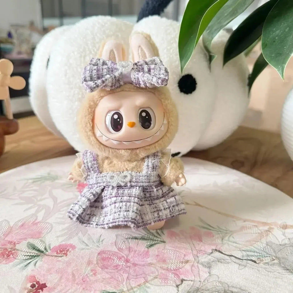 17cm Labubu Doll Clothes – Kpop EXO-Inspired Skirt & Sweater Outfit, V1 V2 Idol Clothing Gift