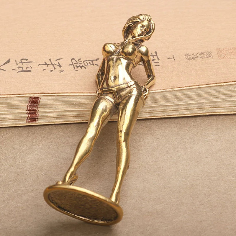 Solid Copper Woman Figurine – Sexy Bikini Beauty Statue, Collectible Model Ornament Gift for Men and Collectors