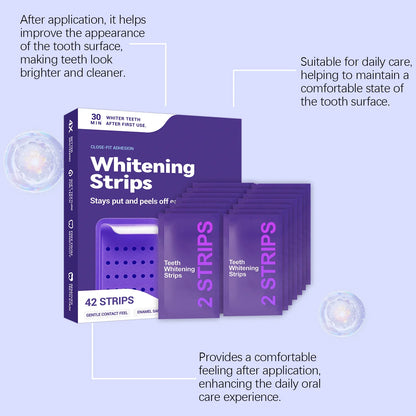 Purple Teeth Whitening Strips - Advanced Whitening Gel for Yellow Teeth Stain Removal & Bright Smile Care