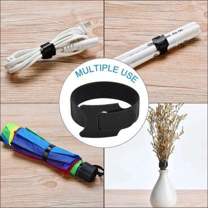 50-Pack Releasable Cable Organizer Ties: Nylon Mouse Earphones Wire Management - Reusable Loop Hoop Tape Straps, Cable Tie