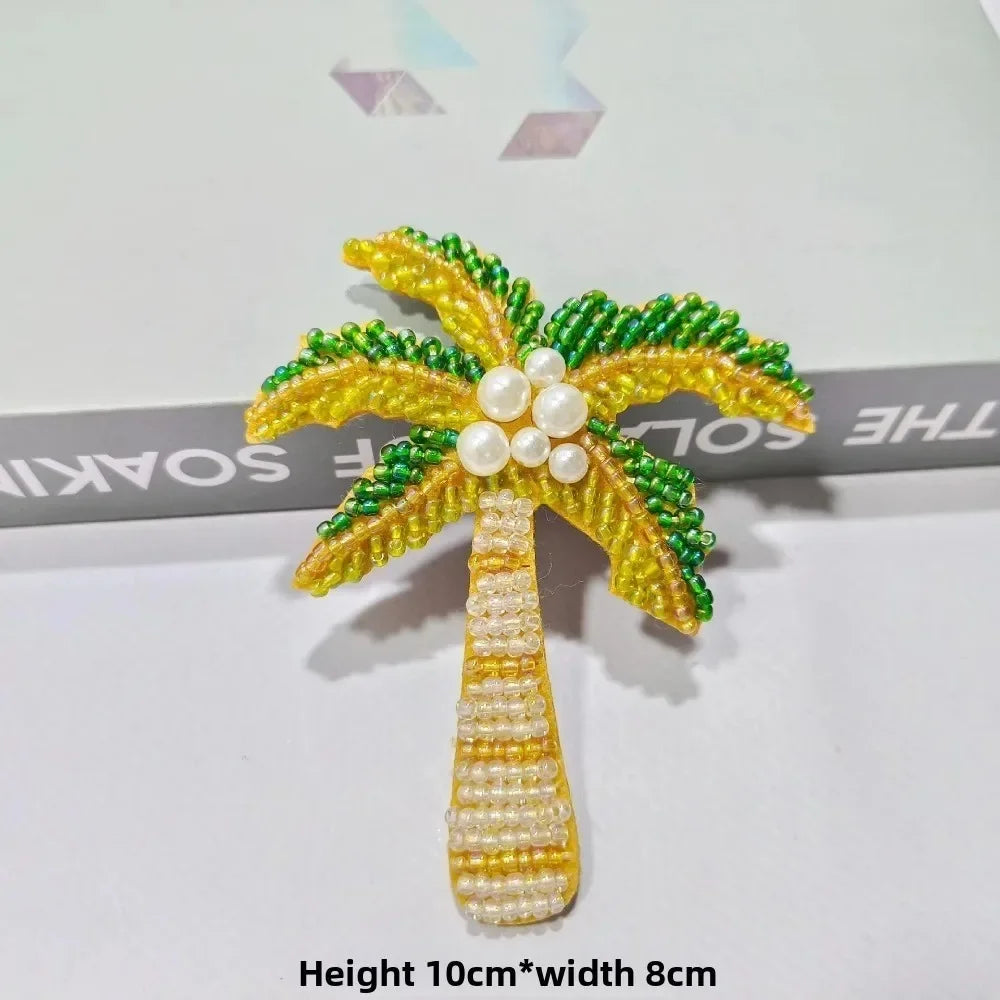 3D Marine Animal Patches - Handmade Beaded Seahorse Starfish Crab DIY Sewing Accessories for Clothing Decor