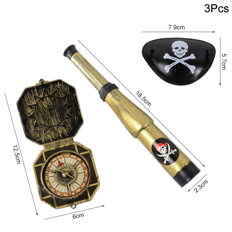 Pirate Party Favor Set - Kids Skull Hat Eye Patch Coins Ship Balloons Halloween Costume Decorations