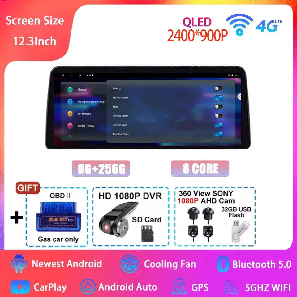Android 15 Car Radio for Honda Civic FE/FL 2021-2023 - 12.3 Inch Multimedia Touch Screen GPS Navigation Player