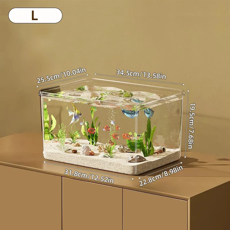 Transparent Desktop Aquarium Fish Tank - Creative Rectangular Home & Office Decor Tank for Small Fish